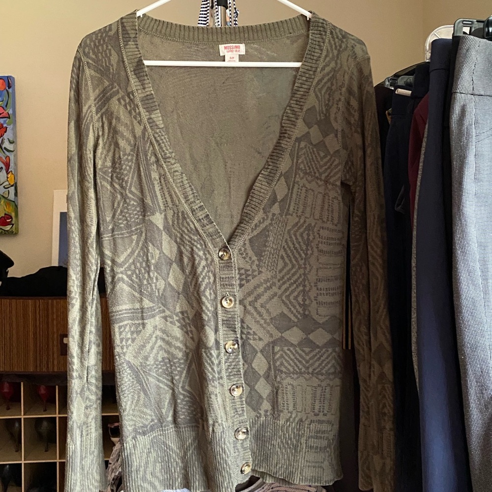 Mossimo Supply Co Green Cardigan Sweater with Cable Knit